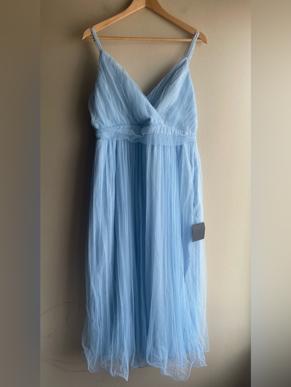 New Lulu's Women Pale Blue Tulle Maxi Dress with V-Neck Size XL